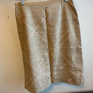 French designer mr & mrs macleod patchwork tweed skirt tan size small